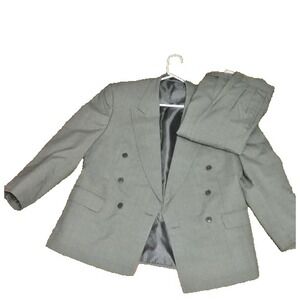 Vintage 42R Vesini Mens‎ Gray Plaid Wool Suit  Blazer Pants Set -Pants 32X30